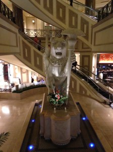 The curved escalators of The Forum Shoppes