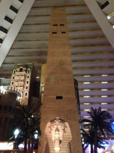 Inside the Luxor pyramid.