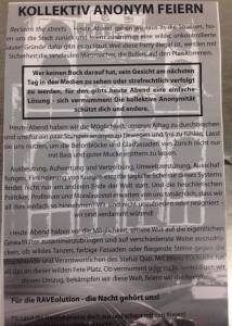 Aufruf zur gewaltsamen Demonstration.