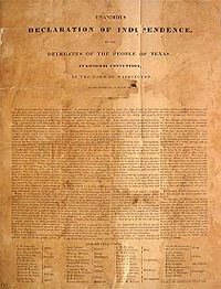 Declaration of Independence, Texas